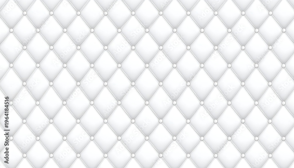Fototapeta premium Quilted white background with diamond pattern and button details