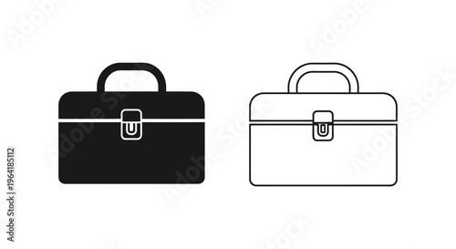 Black and white briefcases with handle and lock Vector