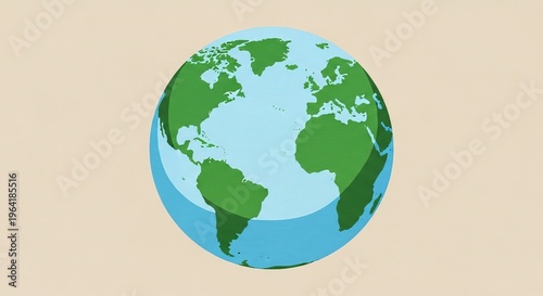 Colorful flat design illustration of earth globe with continents and oceans