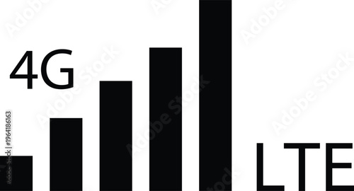 Black bars indicating 4 G L T E signal strength on white background