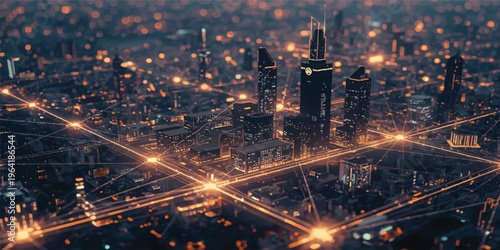 Energy of fractal realms illuminates the industrial skyline where oil refinery towers and chemical plants cast ethereal lights across the urban night river landscape