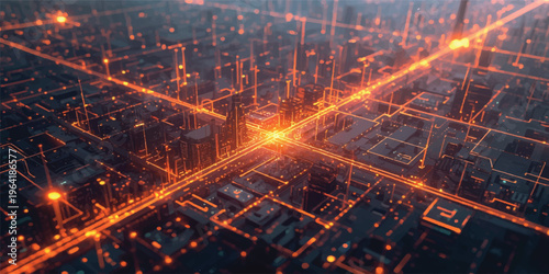 An abstract technology background featuring glowing digital fractal realms and motion light patterns symbolizing cyberspace data and software communication