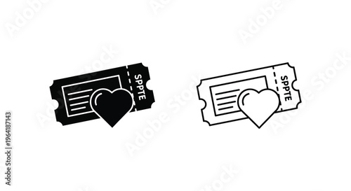 Heart ticket love couple Vector
