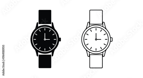 Black and white watches illustration Vector