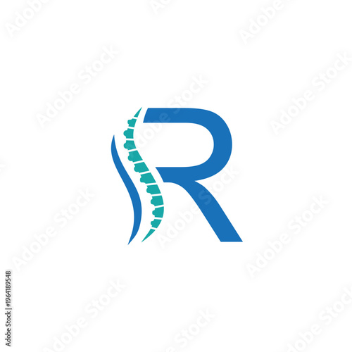 R letter chiropractic clinic logo design