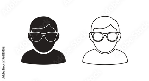Black and white illustration of two people wearing glasses Vector