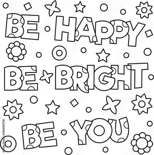 Colorful inspirational quote page with stars and shapes for kids