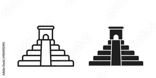 Bild auf Leinwand Chichen Itza icon concept design set. Icon Element For Design