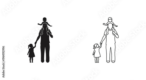 Family silhouettes walking together Vector