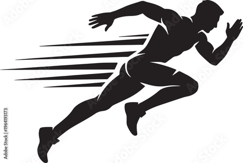 "Running Silhouette Athlete Sprint Speed Motion Icon"