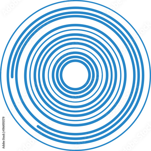 Quadro su tela Blue Concentric Circles on White Background