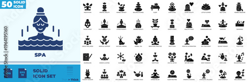 Spa Solid Editable Icons set