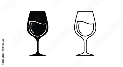 Wine glasses black and white illustration Vector