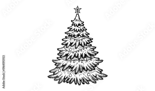 Hand-drawn Christmas tree vector illustration festive decoration