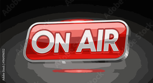 Bright red "ON AIR" sign glows with white lettering against dark background