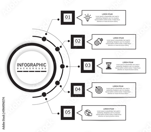 Foto Business infographic with half circular step by step information template with i