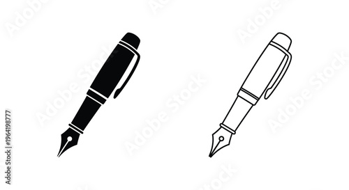 Black and white fountain pens Vector