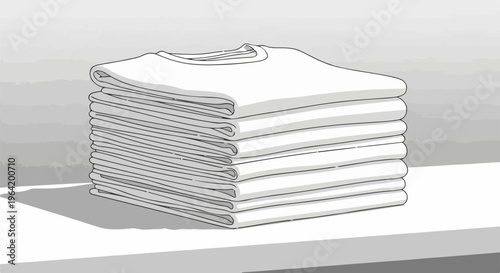 Stack of neatly folded white t-shirts on a shelf