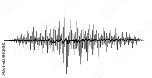 Sound wave frequency pattern with sharp peaks in technical sketch style