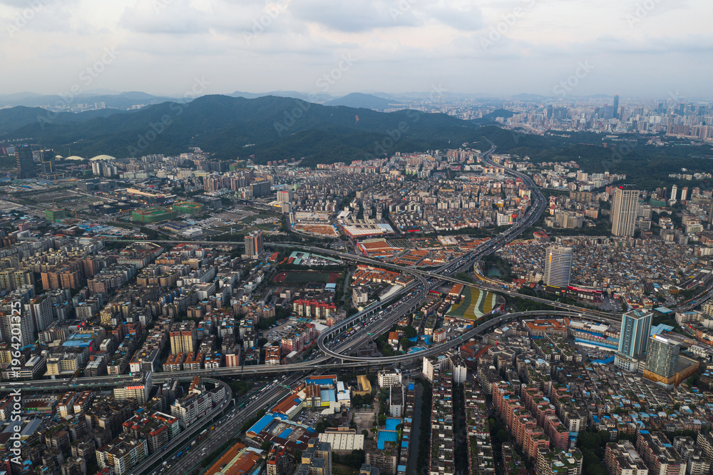 Fototapeta premium Aerial view of cityscape in Guangzhou China