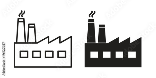 Industry icon clipart symbol isolated on white background. Flat and stroke designs.