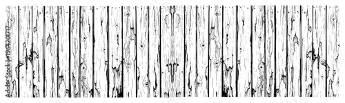 Weathered wooden planks texture with natural grain and knots in vintage engraving style