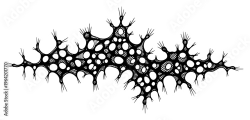 Microscopic cell structure with organic porous texture and spiky edges sketch style