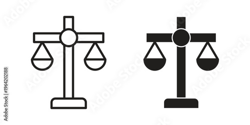 Quadro su tela justice balance scale icon clipart symbol isolated on white background