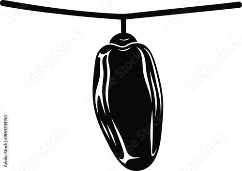 Black pendant necklace with a shiny elongated charm