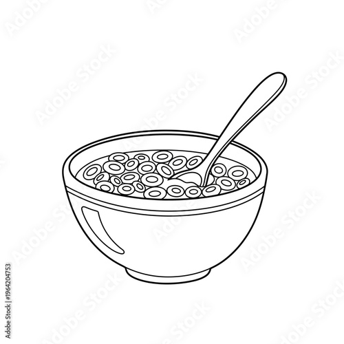 A bowl of cereal with a spoon