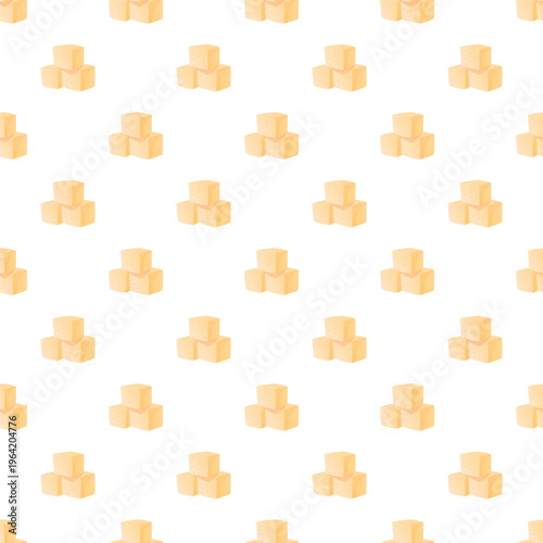 Sugar cubes forming a repeatable pattern on a white background, representing sweetness