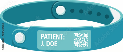 This image features a modern patient identification bracelet with a QR code, symbolizing healthcare and safety in a hospital setting for patients and staff.