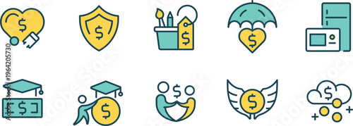 Illustrations of various financial planning and investment concepts