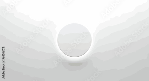 Glowing White Sphere Emerging from Foggy Mountains