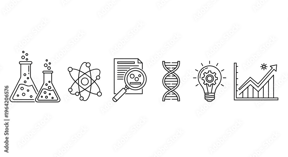 Fototapeta premium science and innovation icon combo set flat design vector illustration
