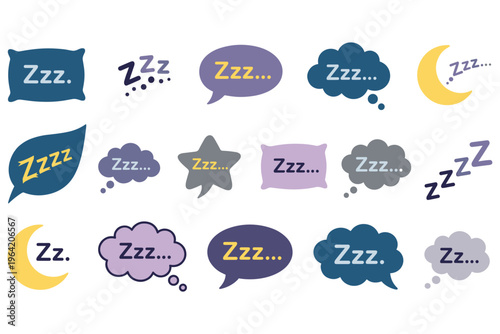 Sleep zzz icon symbol vector collection with different styles and shapes.