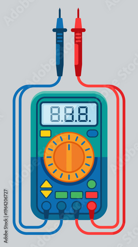 This vibrant illustration of a multimeter is designed to emphasize its importance in electrical measurements, capturing the ingenuity of technology and innovation.