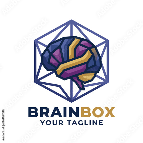 A colorful and modern geometric interpretation of a brain, showcasing the complexity of thought and creativity, suitable for educational and technology-related themes.