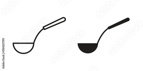 Ladle icon clipart symbol isolated on white background. Flat and stroke designs.
