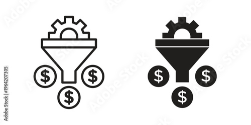 Lead generation icon clipart symbol isolated on white background. Flat and stroke designs.