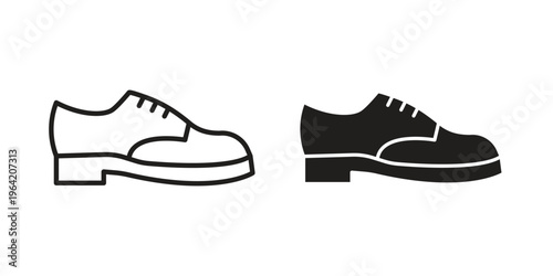Leather shoes icon clipart symbol isolated on white background. Flat and stroke designs.