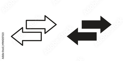 Left right direction icon clipart symbol isolated on white background. Flat and stroke designs.