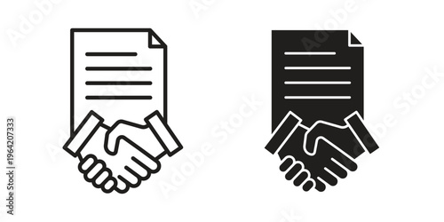 legal Agreement icon clipart symbol isolated on white background. Flat and stroke designs.