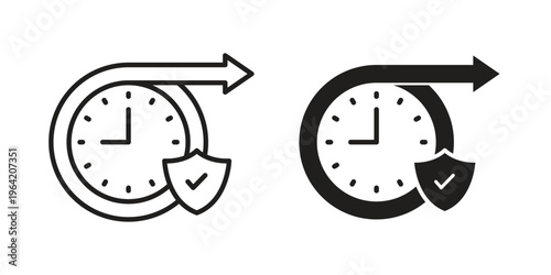 Long term protection icon clipart symbol isolated on white background. Flat and stroke designs.