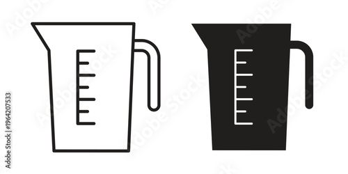 Measuring cup icon clipart symbol isolated on white background. Flat and stroke designs.