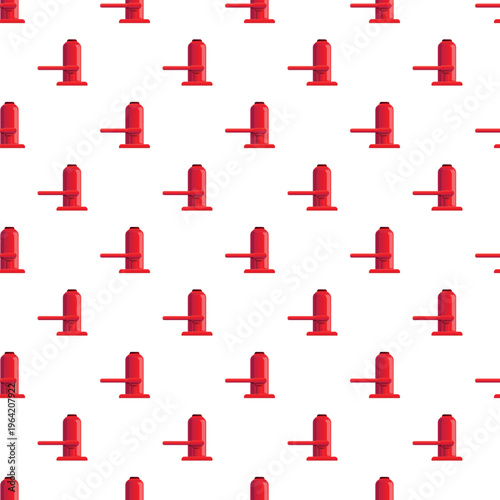 Repeating red hydraulic bottle jack pattern on white background