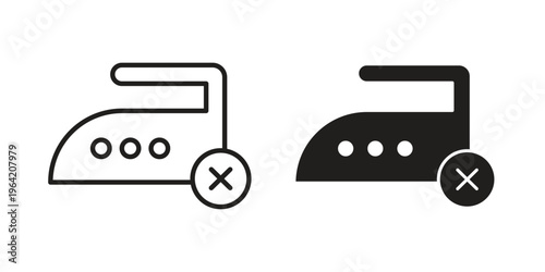 No ironing icon clipart symbol isolated on white background. Flat and stroke designs.