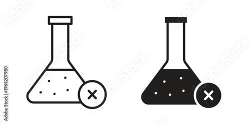 No chemical icon clipart symbol isolated on white background. Flat and stroke designs.