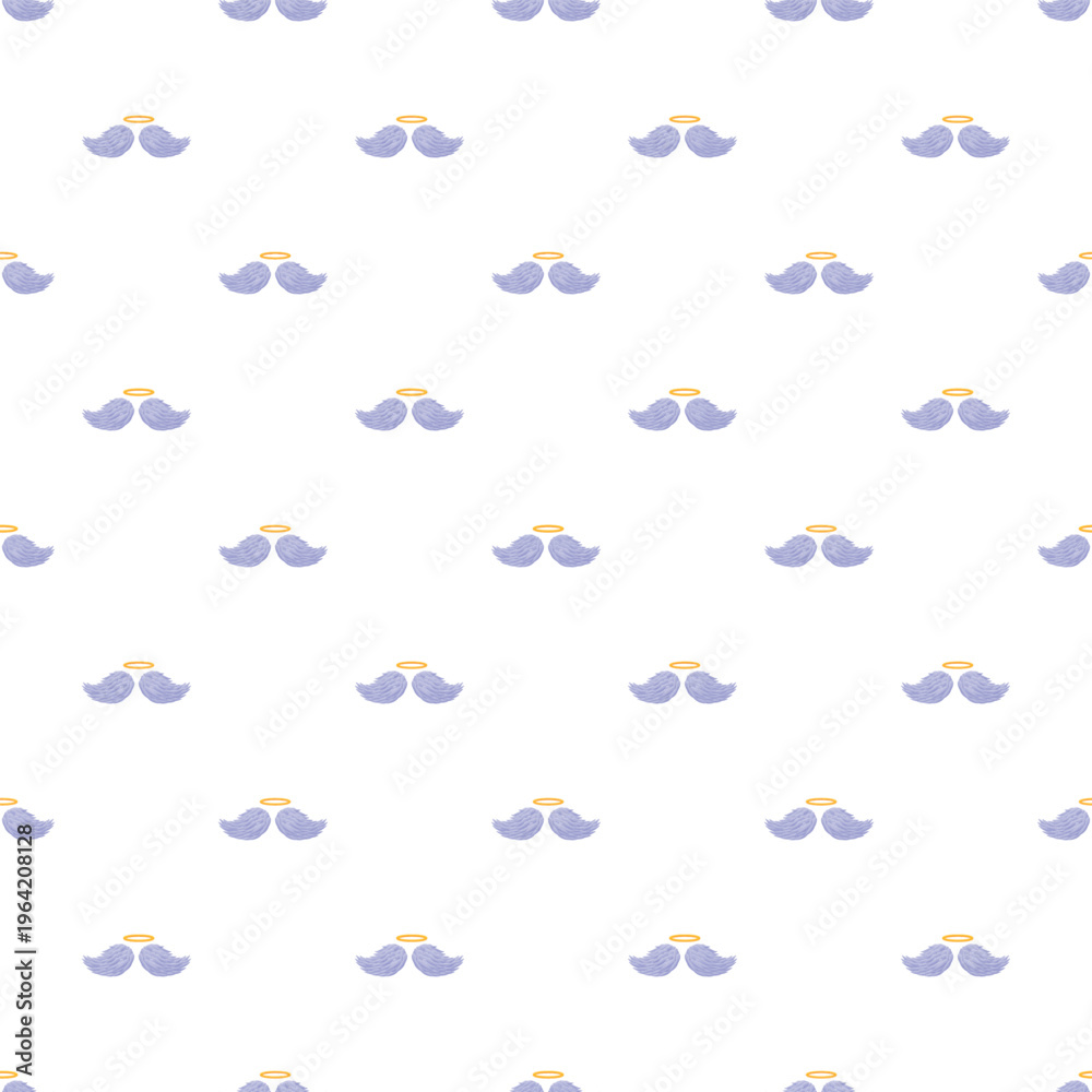 Obraz premium Whimsical repeated blue mustaches with golden halos creating a seamless pattern