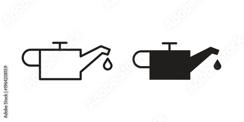 Oil can icon clipart symbol isolated on white background. Flat and stroke designs.